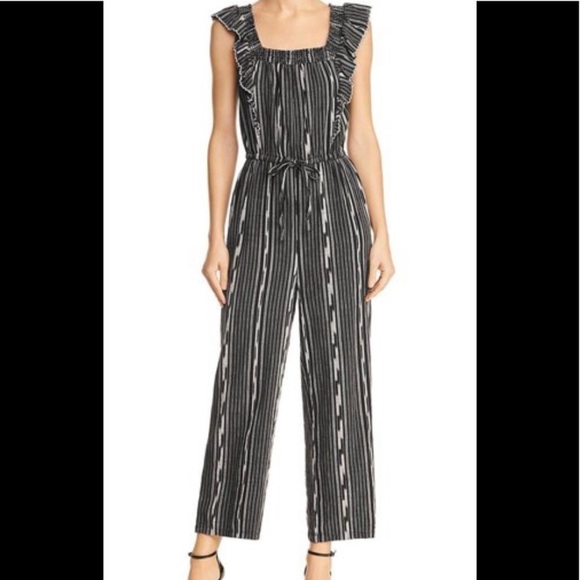 Rebecca Taylor Pants - La Vie REBECCA TAYLOR Jumpsuit Ikat Black Striped Square Neck Size S
